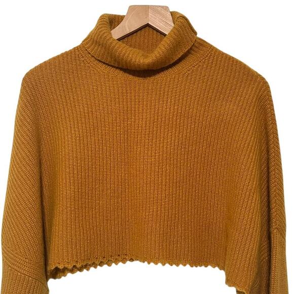 NWTs Lapointe Cropped Frayed Hem Cashmere Silk Turtle Neck Sweater (L) - Picture 6 of 16